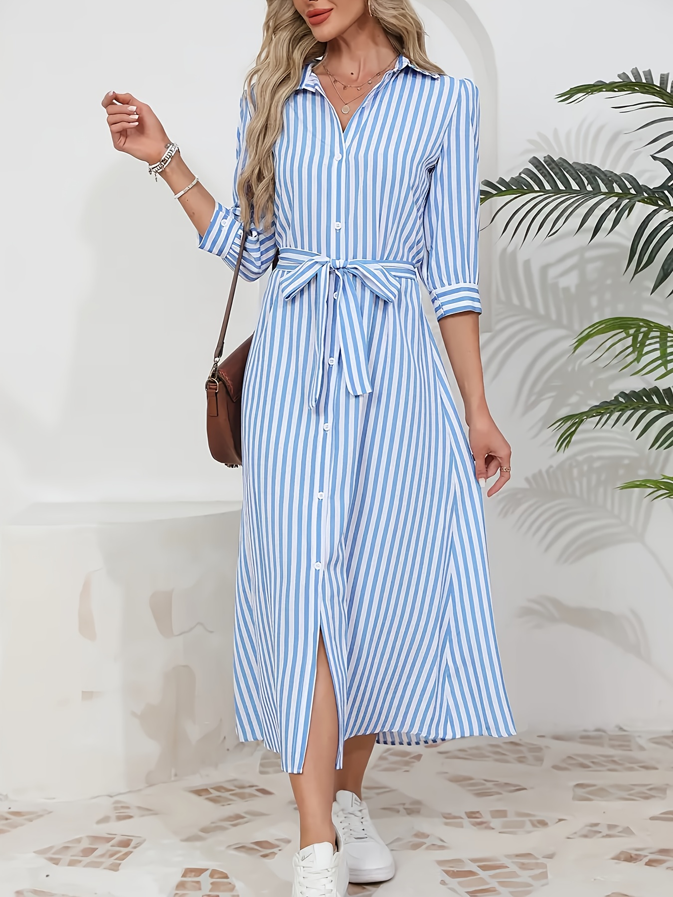 ワンピース dzzit Ribbon Tuck Stripe Shirt Dress dzzit Ribbon Tuck Stripe Shirt Dress - メルカリ