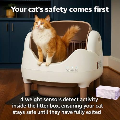 extra large smart self cleaning cat litter box box with app controlled automatic cleaner built in ambient light dual odor 2 week automatic maintenance large waste bin open top for a with multiple