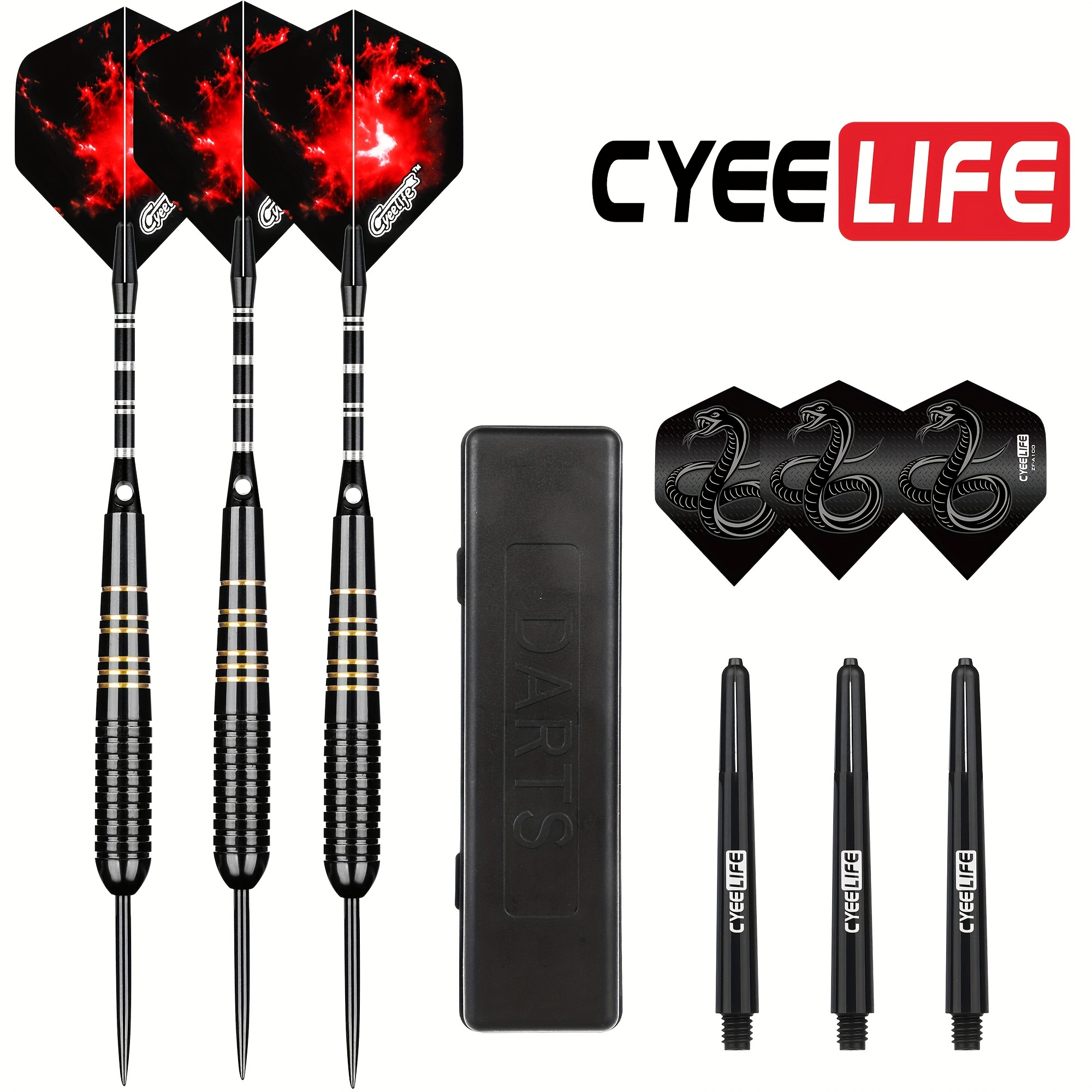 

Cyeelife 26g Steel Tip Dart Set With 3 Darts And Carrying Case - Suitable For Adults And Teens 14+ - Perfect For Thanksgiving, Christmas, Halloween, New Year, Spring Festival