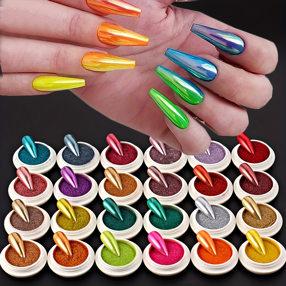 2 Stück Chrom-Nagelpuder – Spiegeleffekt-Glitzer, Metallic-Look, Für UV-Gel, Acryl & Naturnägel