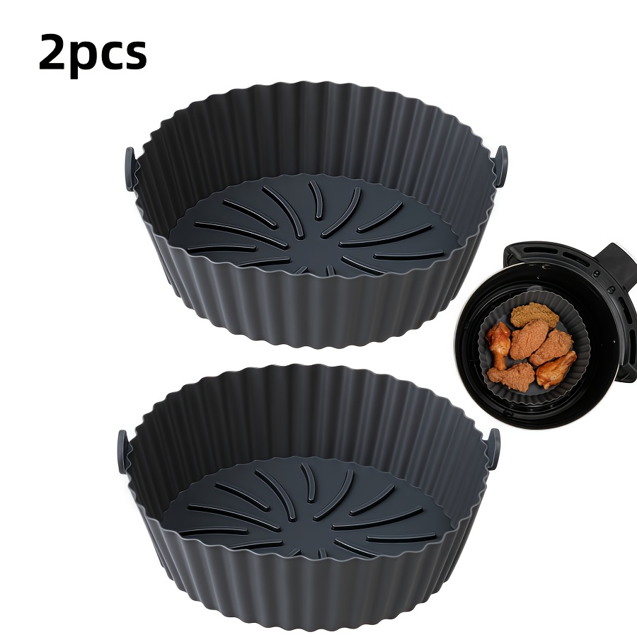 2pcs Round Air Fryer Silicone Pads, High-temperature Resistant And Oil-resistant Baking Tool, Multi-functional Easy- Baking