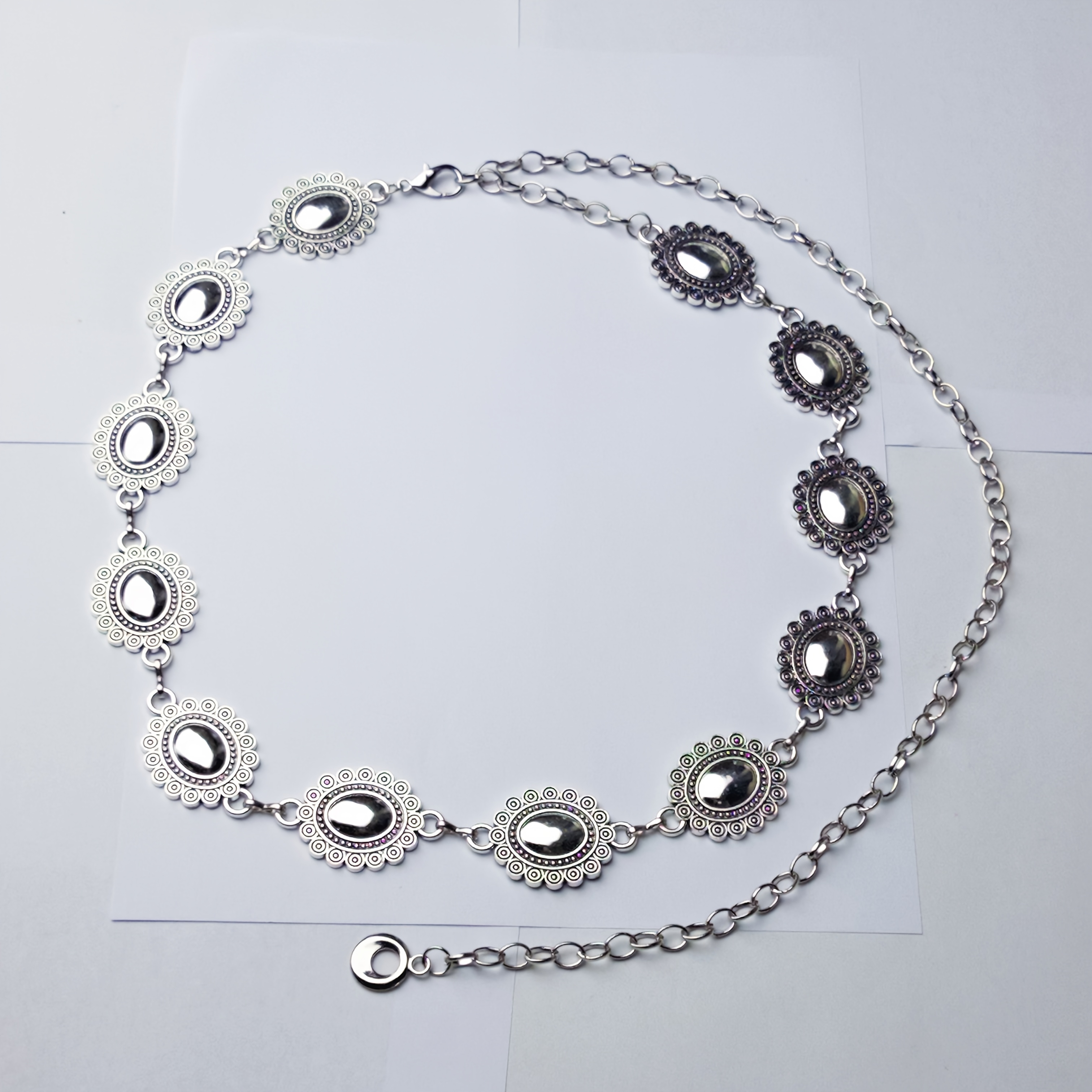 TEMU Bohemian Vintage Distressed Oval Waist Chain, Ethnic Style Carved Waist Ornament, Adjustable Chain Design, Spicy Outfits / Hanfu Accessory /