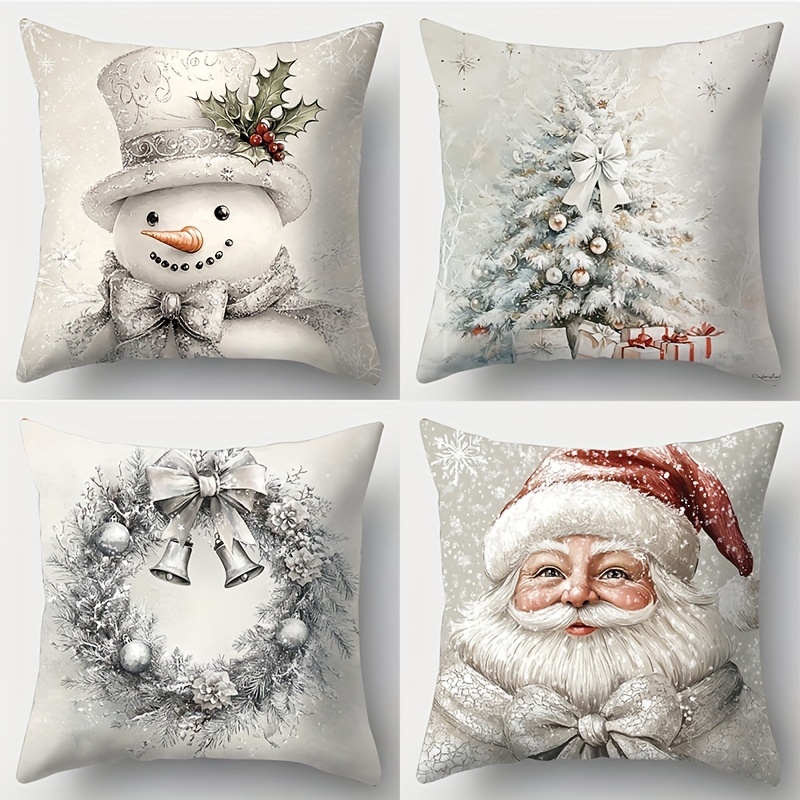 

4pcs New Christmas Pillowcase Set, 17.7" X 17.7" Pattern, And Comfortable, And Pillowcase For Sofa Decoration