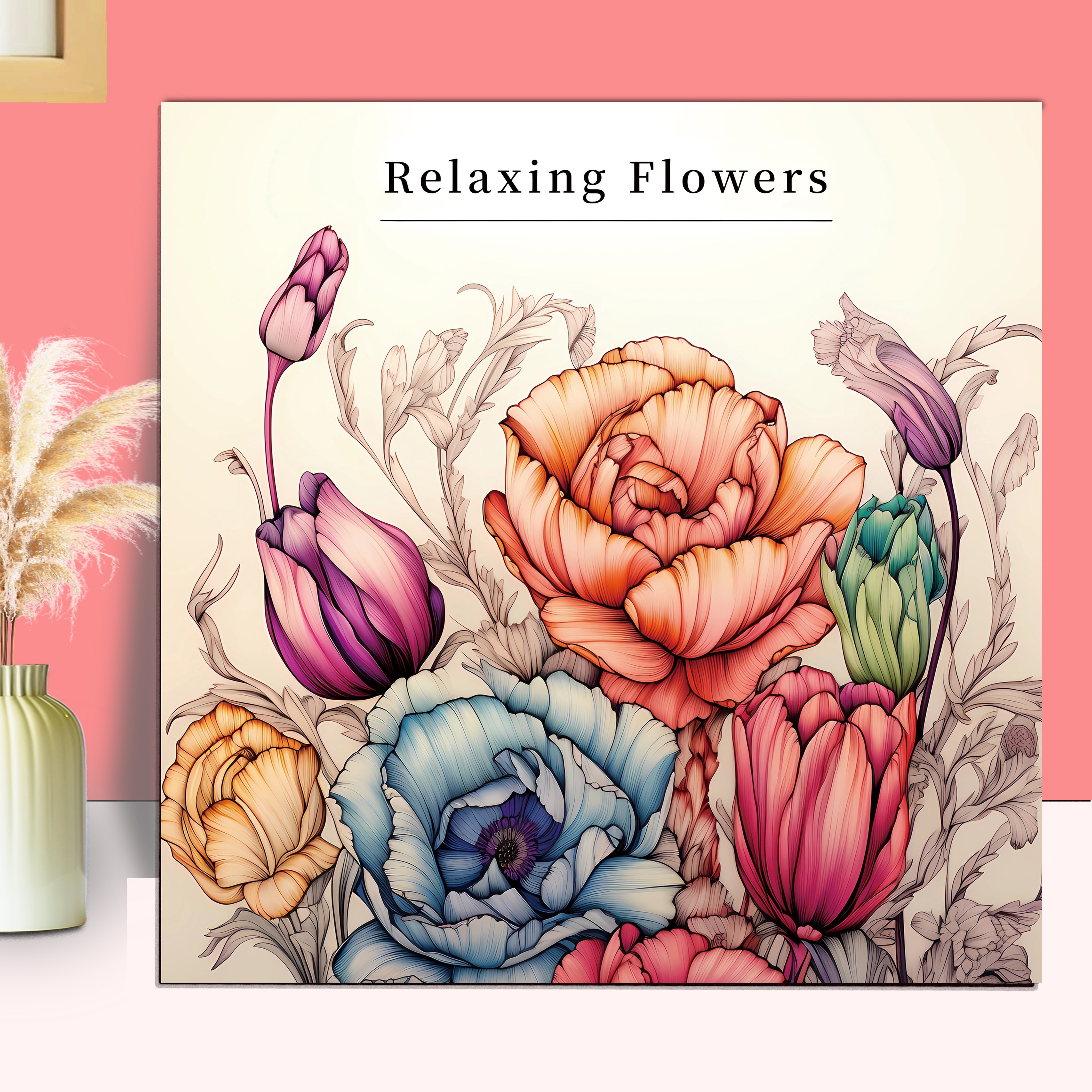 

Relaxing Flowers Coloring Book For Adults - Thick, High-quality Paper, 20 Pages, Single-sided Print - Ideal Gift For Christmas &