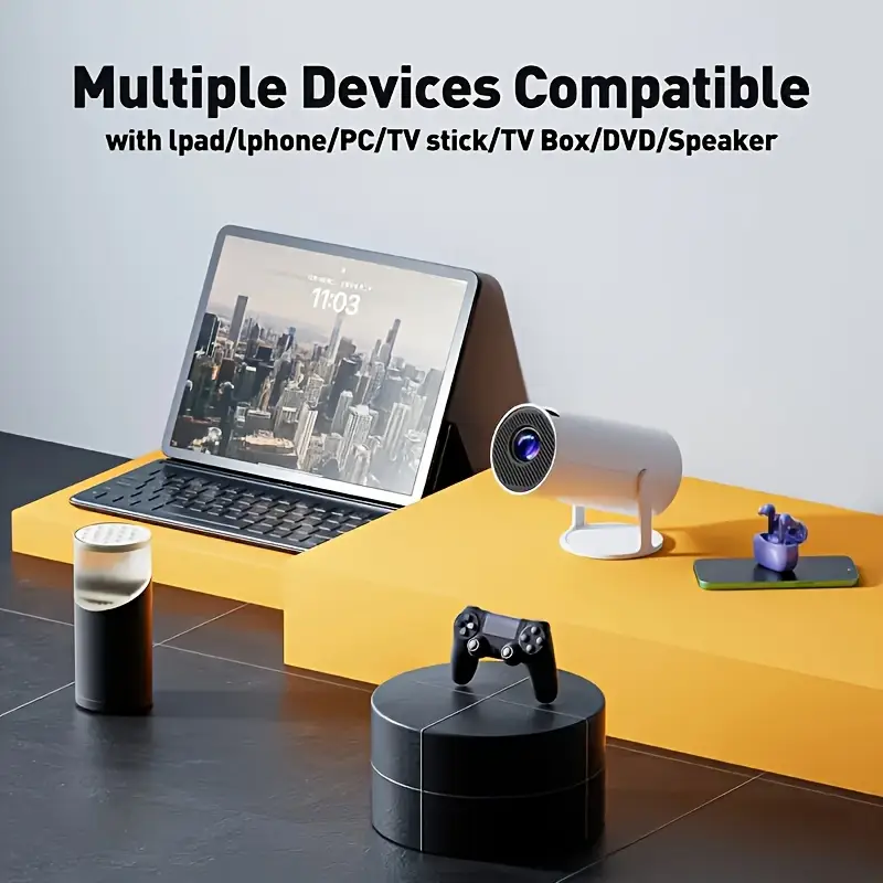 definition projector built in 11 with wifi wireless 5 0 function high fidelity speaker without external connection support high definition 1080p 4k video resolution clear and vibrant colors full screen projection 270 flexible projection angle suitable for camping home theater office display and a for gifts details 3