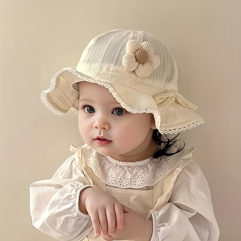 1pc Hat Summer Thin Large Brim Cap Small Moon 0 Basin Hat Outdoor Sun Hat Flower Princess Hat Suitable For Daily Outdoor Play Wearable For 8-36 Months Suitable For Teens.