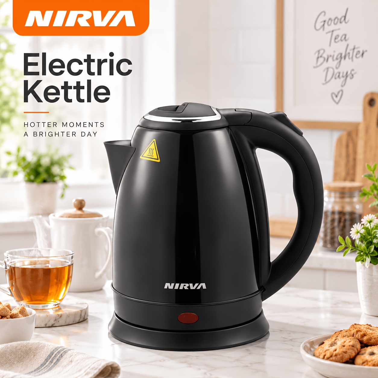 Image of Nirva 2l Safe Electric Kettle With Heat-resistant Shell, 1000w Rapid Heating, Boil Dry & Auto-off, Easy- Matte Body, Ideal For Office And Home