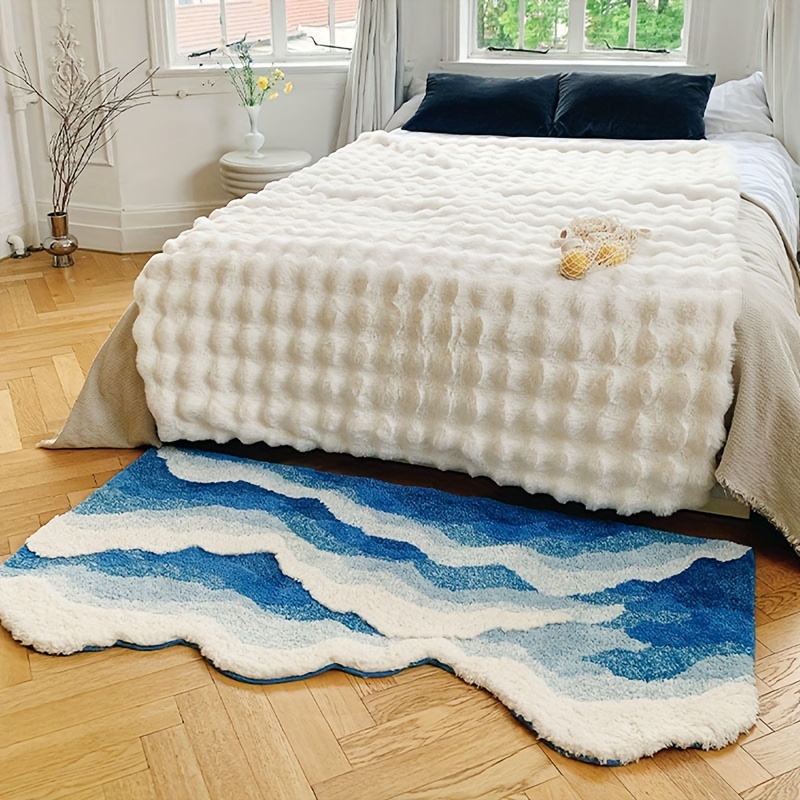 1pc   flocking bathroom non slip mat front bed blanket coffee table non slip   shaped living room bedroom   pad floor mat fluffy plush winter decor Product details 8