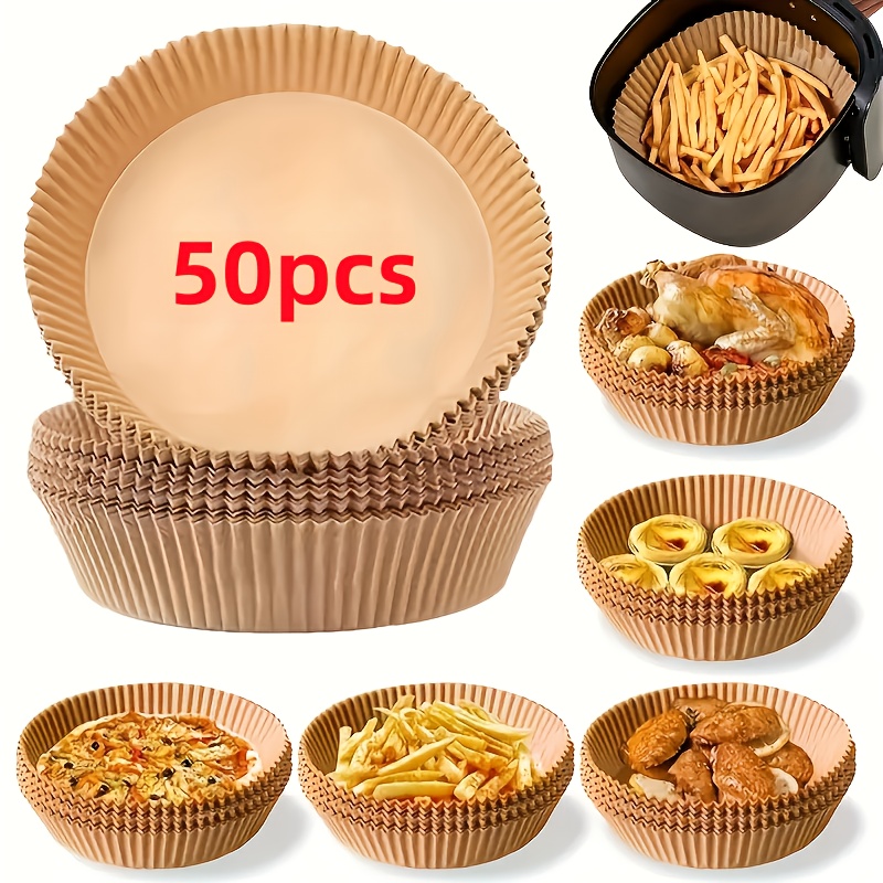 

50/100pcs Of Air Fryer Liners, Paper Liners, Disposable Cooking Liners For Restaurants, Kitchen Accessories, Kitchen Gadgets, With Fcm, Rsl.