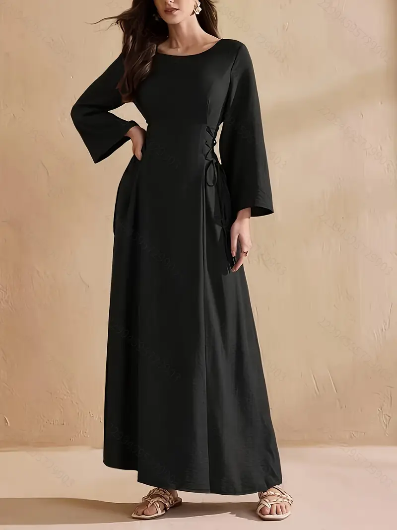 elegant womens long dress autumn winter featuring a black - Temu Mauritius elegant womens long dress autumn winter featuring a black - Temu Mauritius