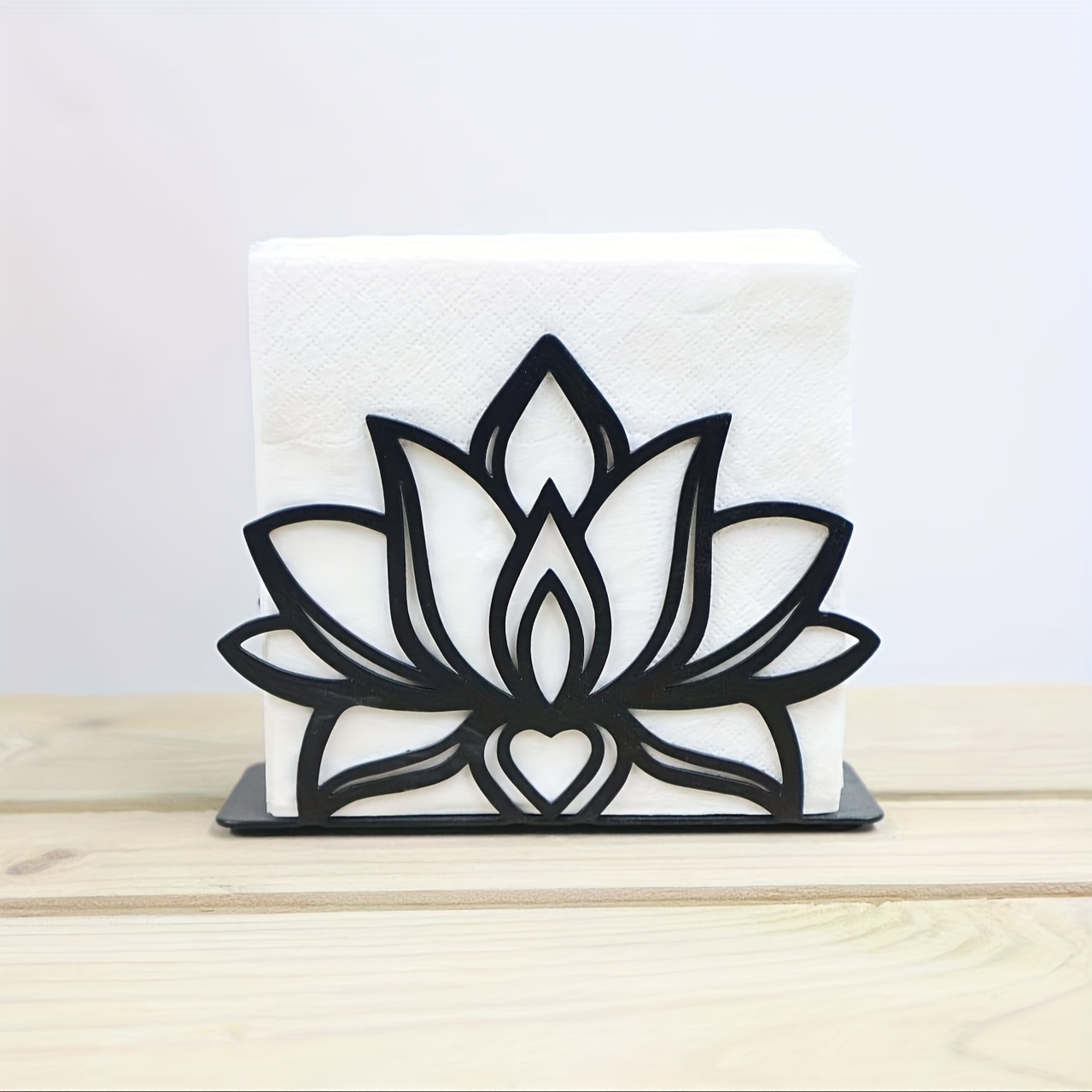 TEMU Porte-serviettes perforé, support de serviette Lotus design, porte-serviettes en métal pour de cuisine, décoration de table pour maison, salle à