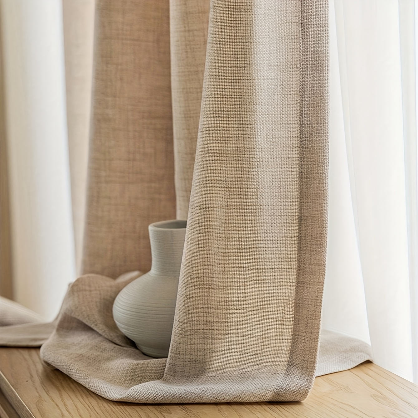 TEMU European Retro Semi-transparent Curtain, , Natural Draping, Protect Your Privacy, Suitable For Bedroom, Living Room, Kitchen And Balcony