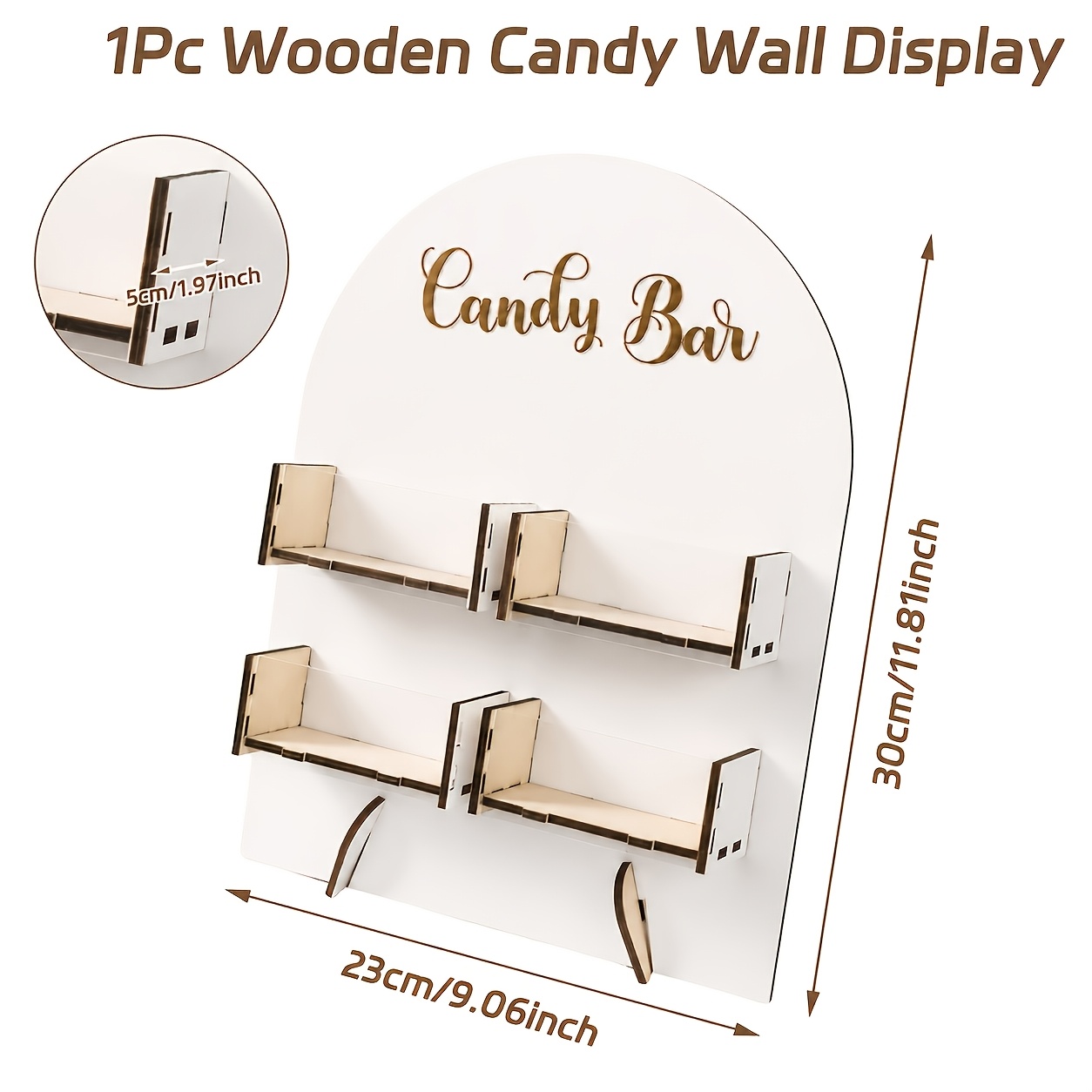 TEMU 1 Espositore per Legno con Cesto Portaoggetti e Scaffale Ad per Caramelle - Non per Caramelle o , ma per Decorare come Compleanni, Matrimoni,