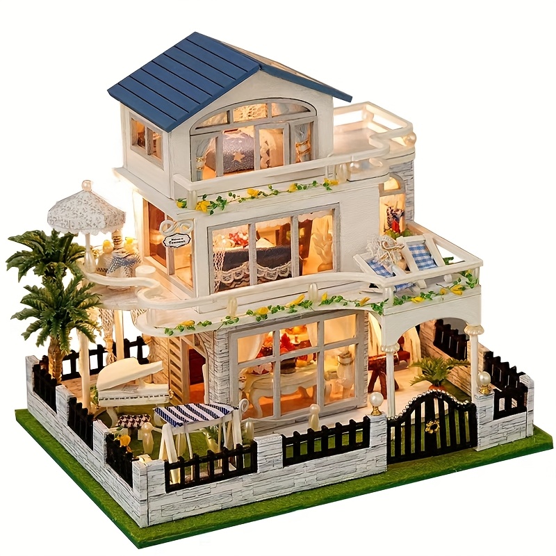 mini villa model building kit diy handmade dollhouse micro - Temu