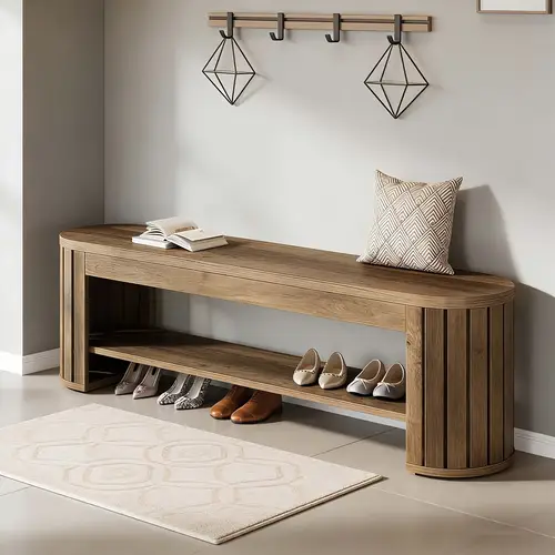 entryway bench with shoe storage sold on Temu United States