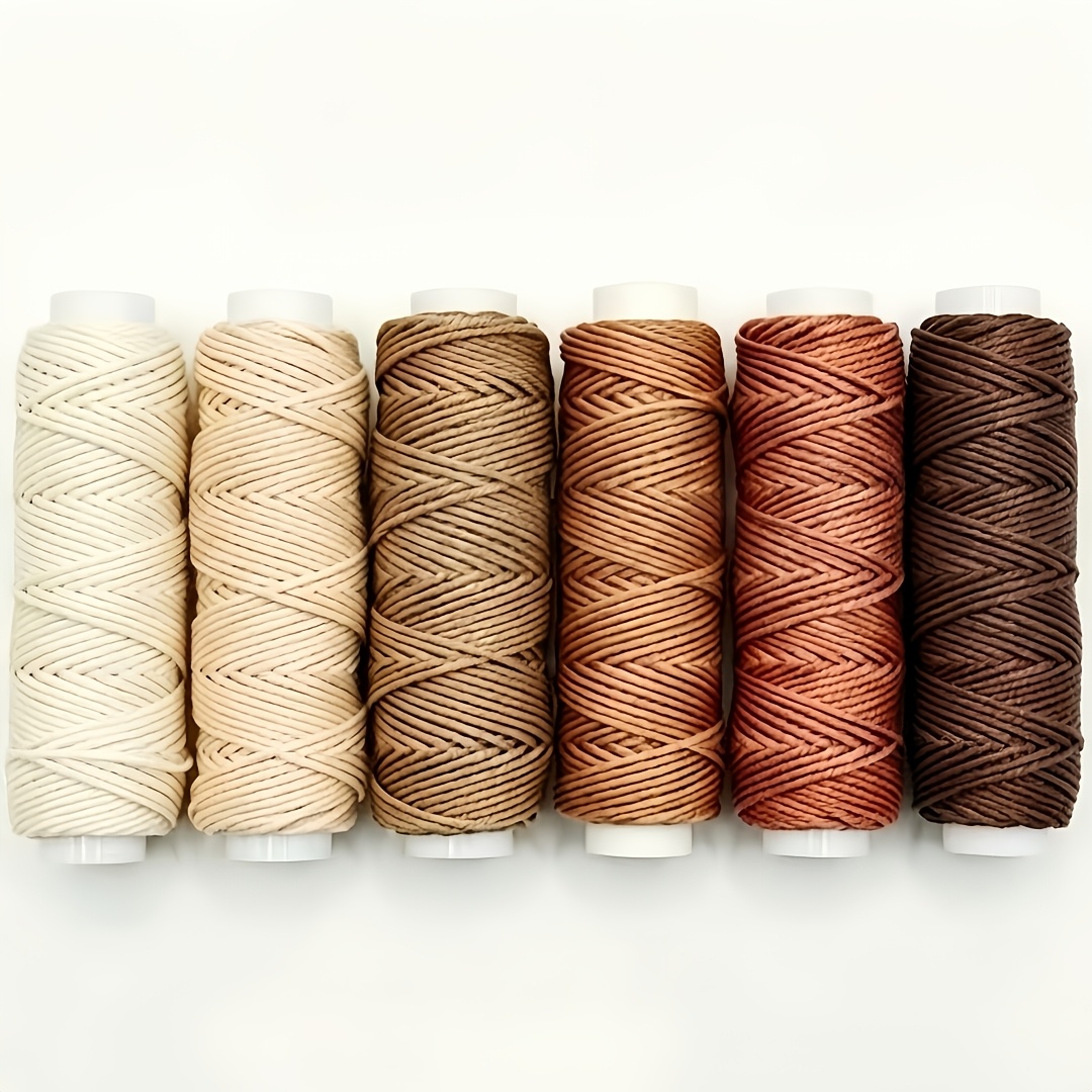 TEMU 6 Rolls ( Pack) Round Wax Thread - 0.65mm Spool Suitable For Weaving, Sewing, Macrame, Bracelets, Wallets, Hand Crafts - Durable Wax-coated For,