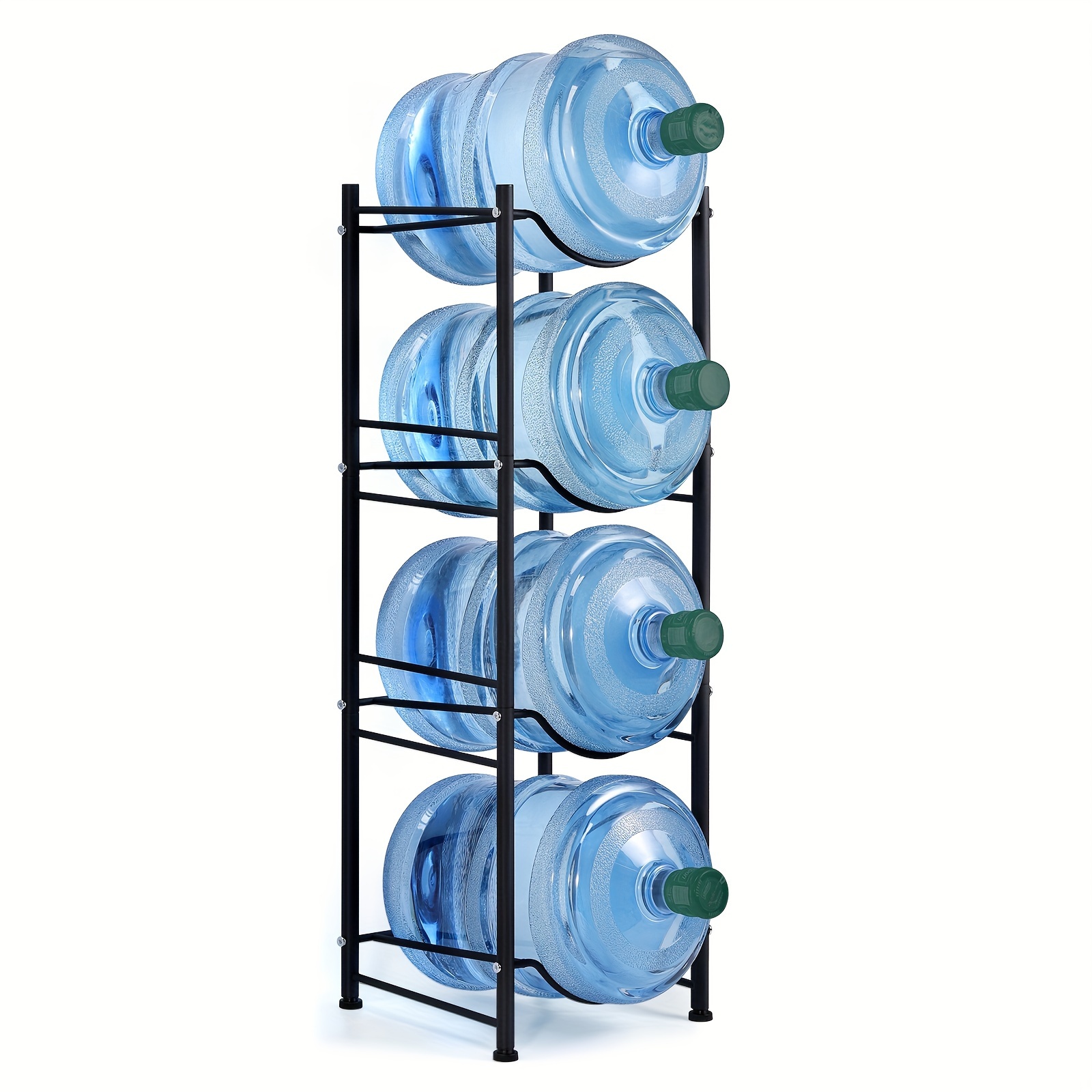 

5 Gallon Water Bottle Jug Holder 4 Tier Heavy Duty Water Cooler Jug Storage Rack Detachable Gallon Water Jug Bottle Organizer Shelf For Home Kitchen Office Space Save, Black