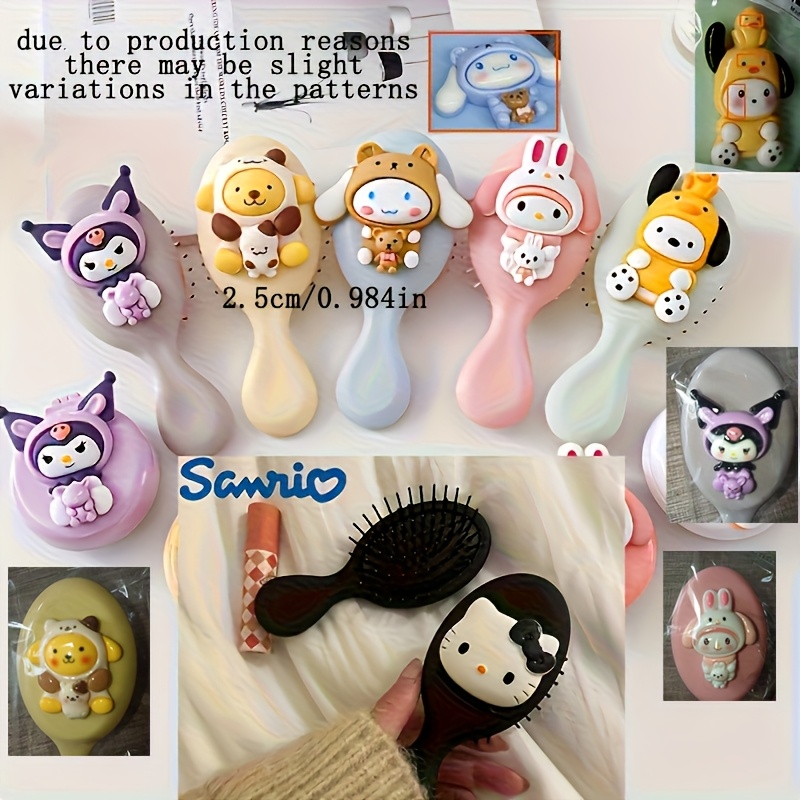 E-shop Zufällige 1 Stück aus verschiedenen Stilen - Niedlicher Kuromi und My Melody Mini Air Cushion Kamm - Tragbare Kopfhaut Massage Haarbürste,