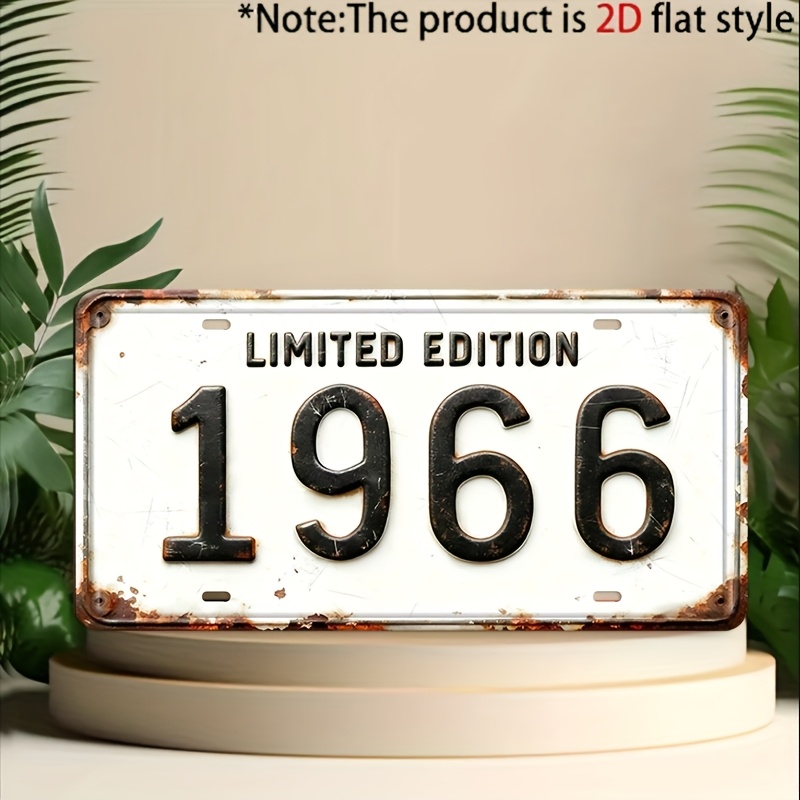 TEMU 2d Flat- For Decoration , 1pc, Vintage Edition 1966 Metal Decorative Plaque And Ornament, Country Style Wall Decor, Suitable For Men's Caves,