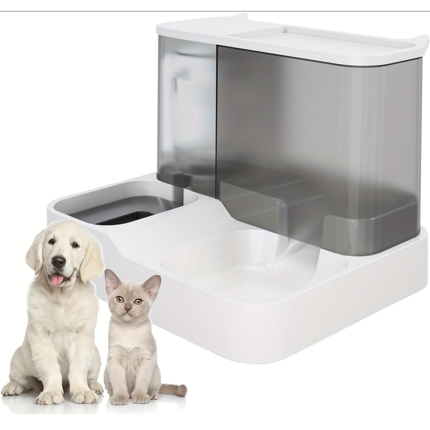 

2-in-1 Pet Feeder And Water Fountain, Automatic Cat Food Dispenser With Water Bowl, Anti-leak, Uncharged, No Battery Required, For Cats And Small To Medium Dogs