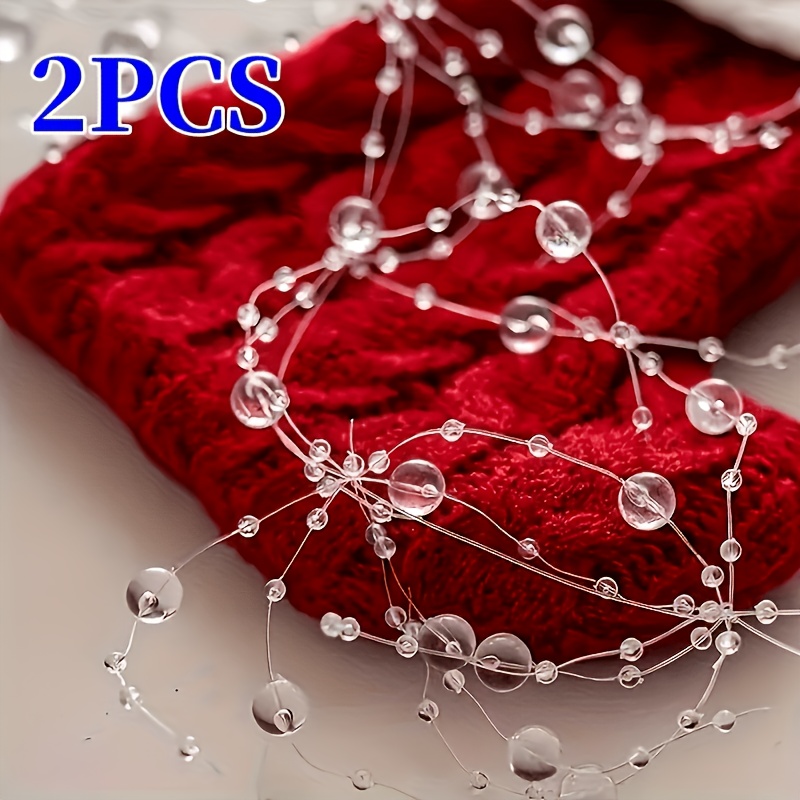2 Rolls Of 1.3-meter Long Fishing Line With Beads, Used For Hanging Decorative Bead Chains, Round Bead Strings For Setting Up Environmental Scenes, And Props For Wedding Hand-held Floral Decorations