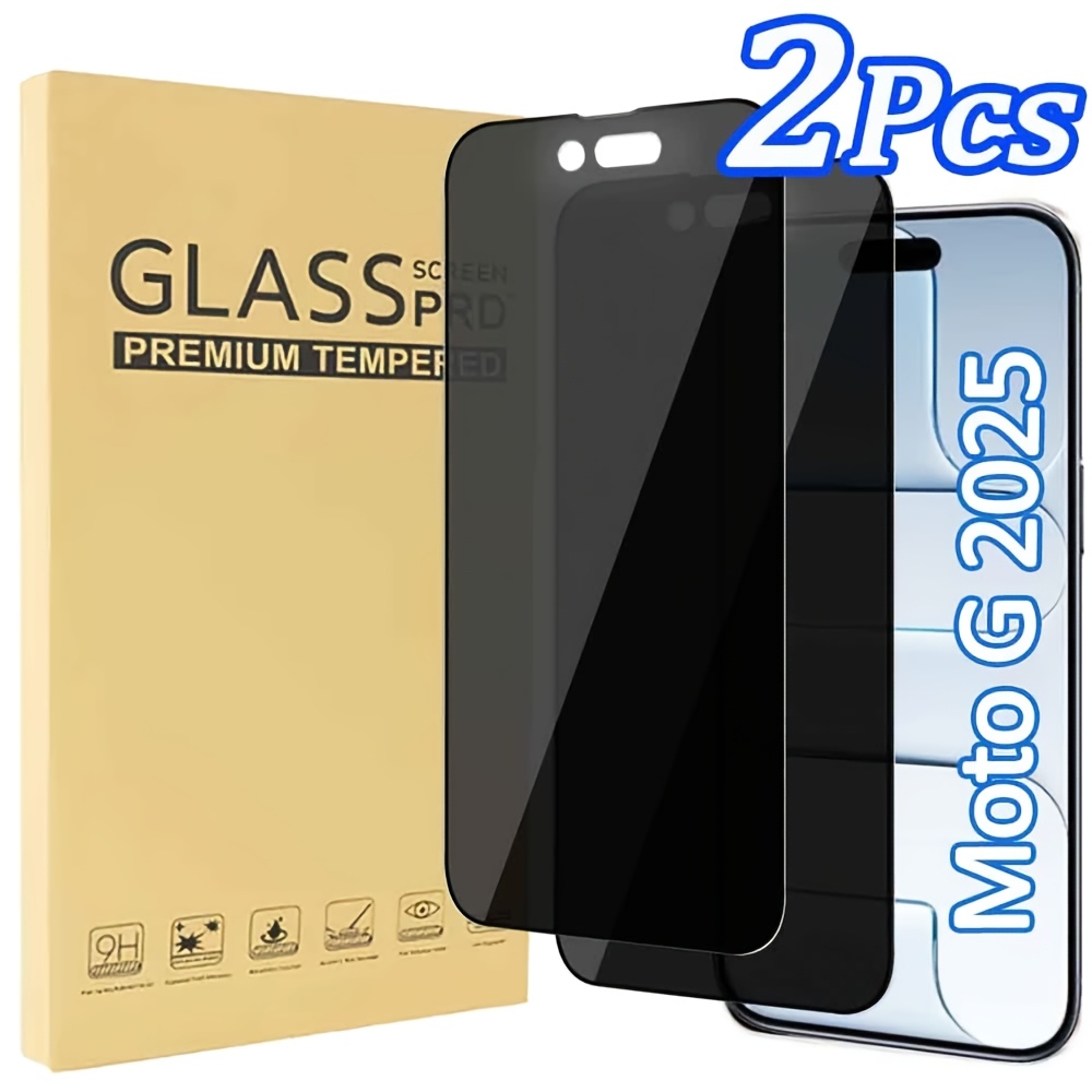 TEMU 2pcs Privacy Screen Protector For Motorola Moto G 2025 - 9h Hardness Tempered Glass, Anti-spy, Anti-scratch, Bubble-free Installation, Case