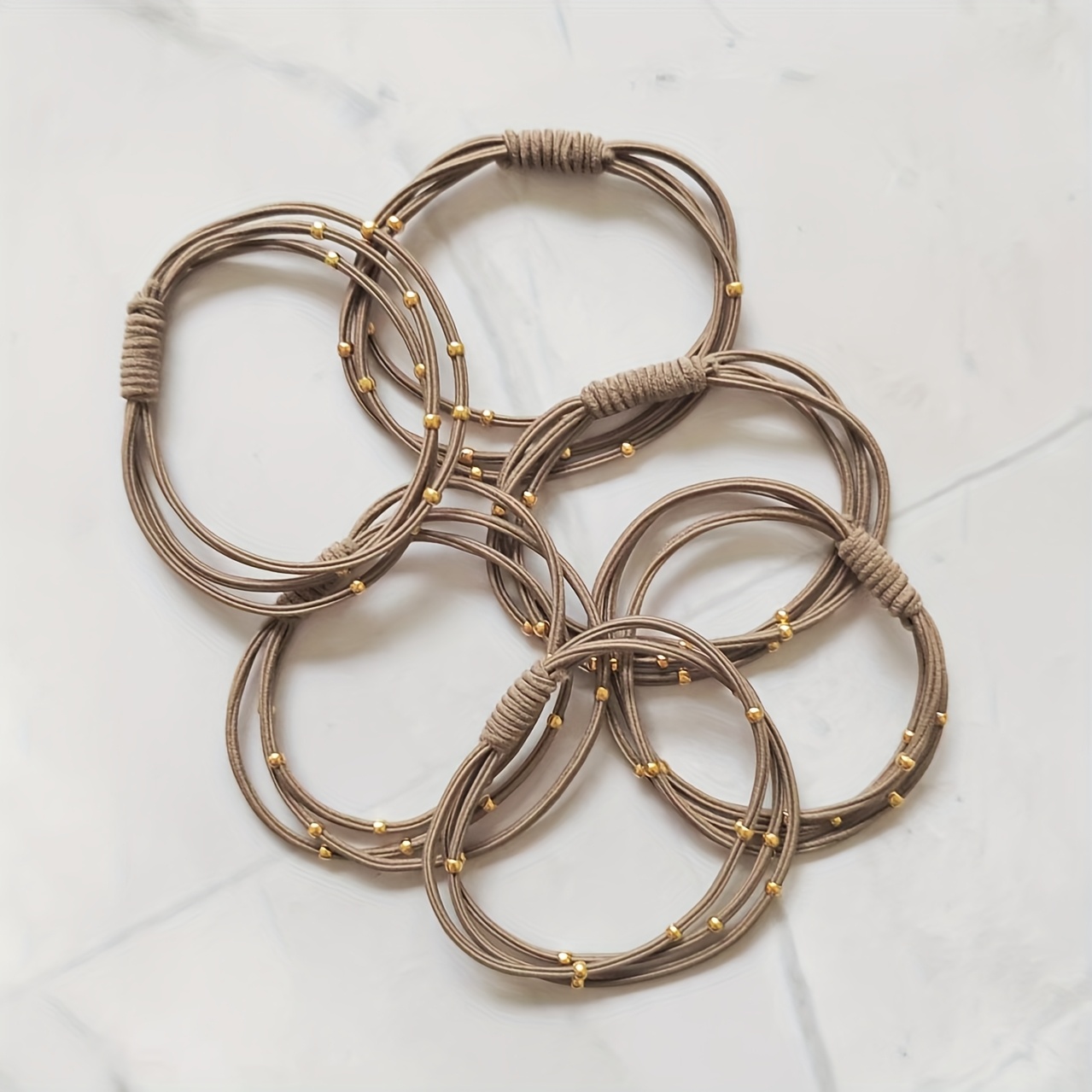 Image of Set Of 6 Elastic Hair Ties, Rubber Bands, And Scrunchies For Ponytails, Suitable For Women And, In Thicknesses