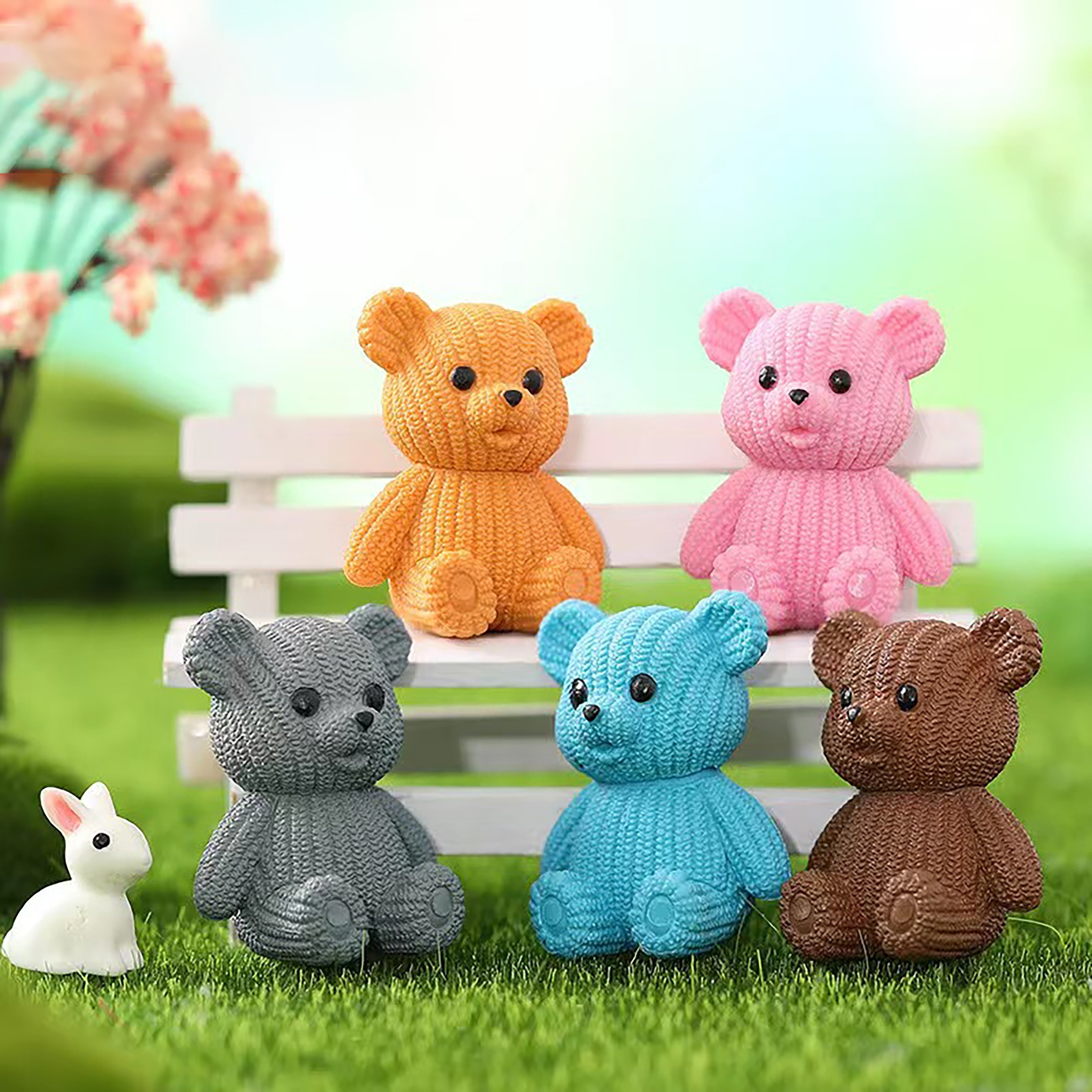 

[ ] 3pcs Bear Statues - For Desktop, Car & Decor | Pvc For / Use