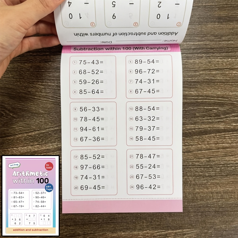 TEMU Cahier d'exercices de mathématiques de 64 pages sur et la soustraction, Cahier de de l'arithmétique précoce, Exercices de mathématiques , Cahier