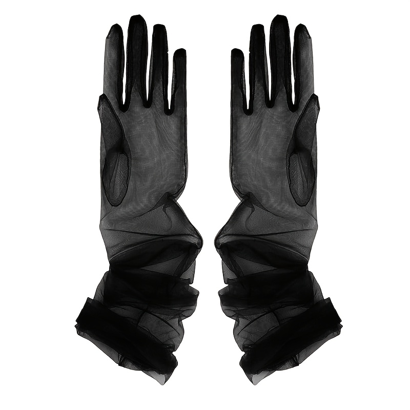 TEMU 1 Pair Of Christmas Costume Accessories, Black Mesh Lace Gloves For Masquerade Balls, Bar Performances, And Photo Props