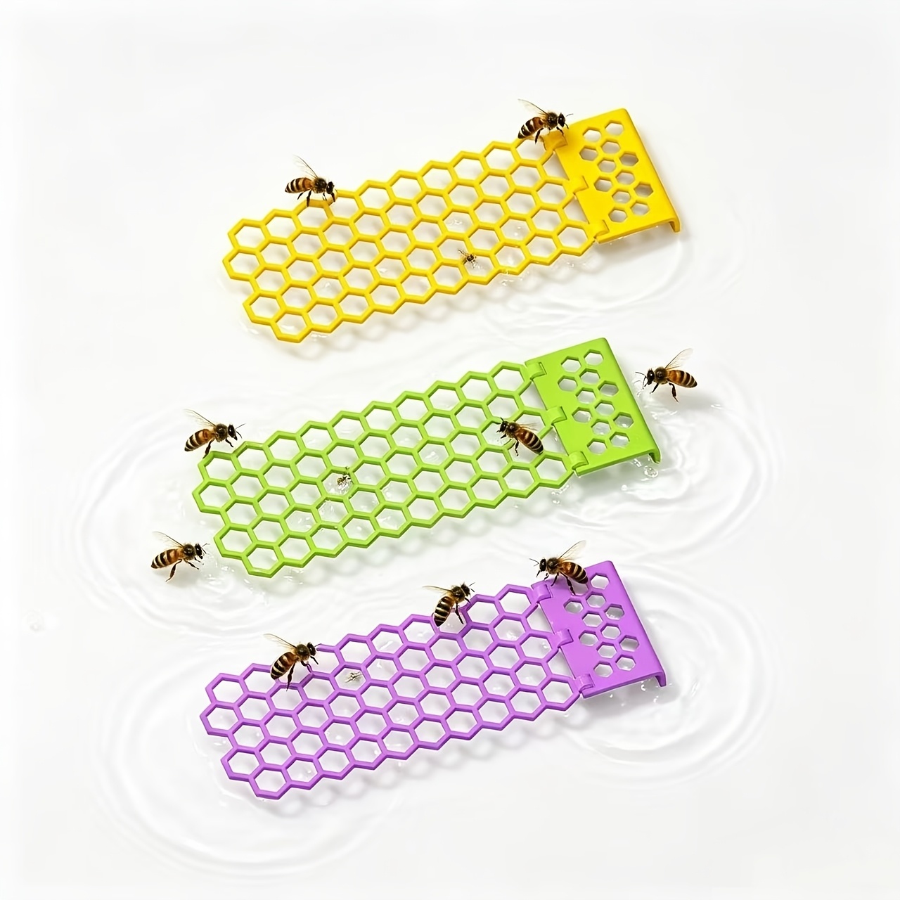 3pcs/6pcs Floating Bee Ladder - Honeycomb Bee Waterer, Foldable Plastic Insect Drinking Station, Safe Perch For , Ideal For Garden & Beekeeping, Perfect Gift For