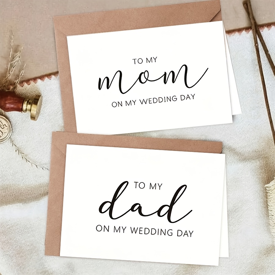 TEMU 2-pack Wedding Greeting Cards For Parents, "to My Mom," "to My Dad," 2 Wedding Thank You Cards With Paper Envelopes, Suitable For Wedding