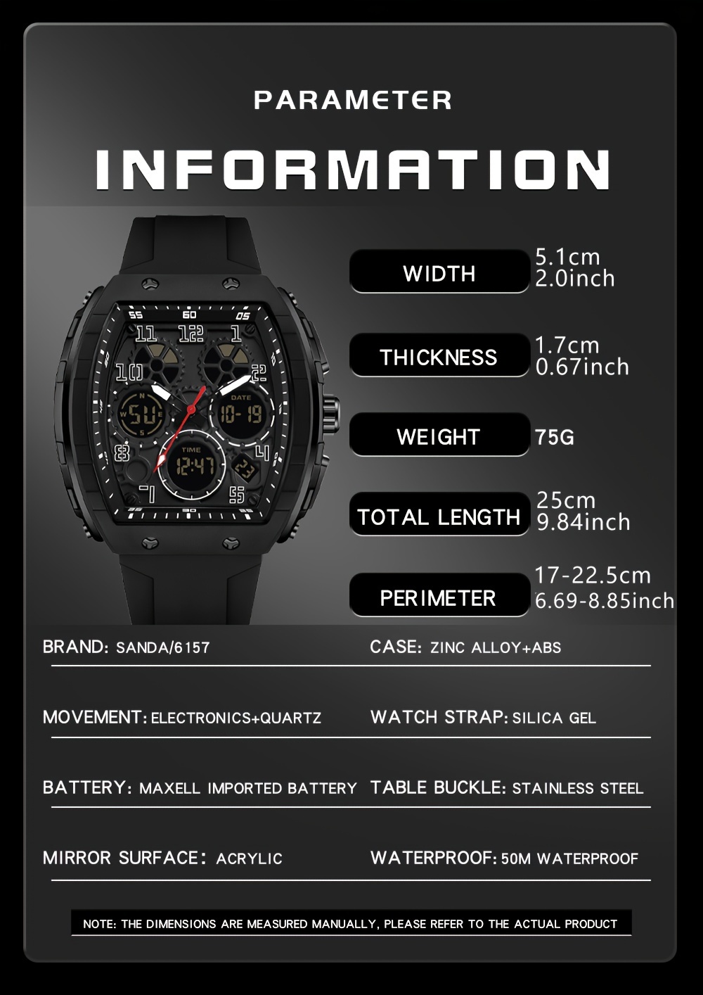 mens military sports wristwatch with   fashionable dial featuring a silicone strap multiple functions and waterproof led clock details 8