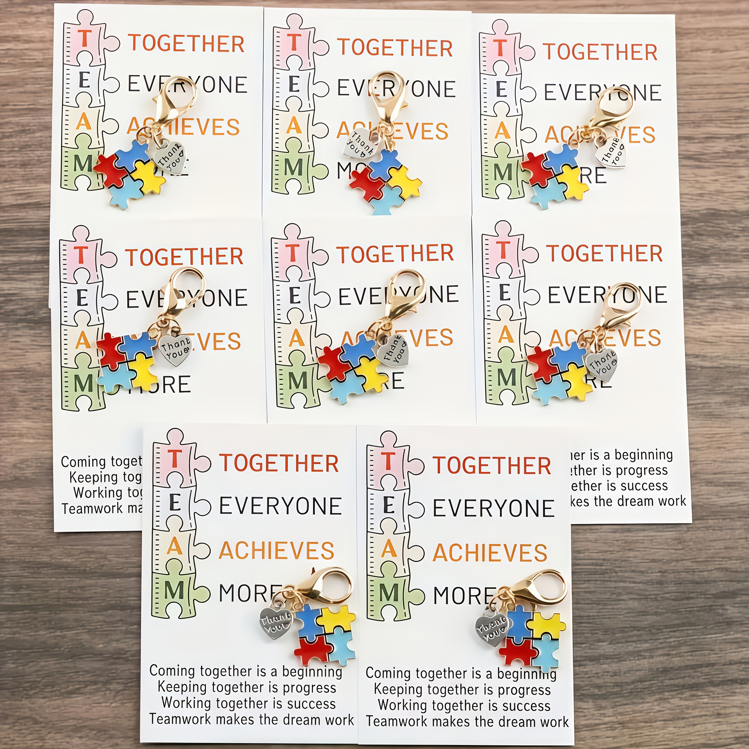 TEMU Gift For Her/him 4/8pcs " We More" Fun Heart Puzzle Keychain Set With Positive Encouragement Greeting Card, Inspirational Gift For Employees And
