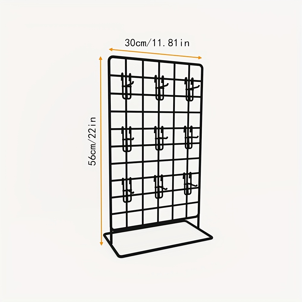 Metal Grid Rack For Jewelry, Multi-functional Display Stand For Office, Home, Dorm - Includes Hooks, Easy Assembly, No Power Needed, Jewelry Towers, Jewelry Towers