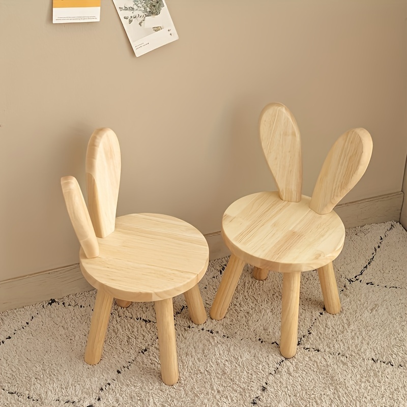 

1pc Creative Small Board Stool, Cute Rabbit Ears Solid Wood Small Stool, Simple Shoe Changing Stool, Door Room Stool,