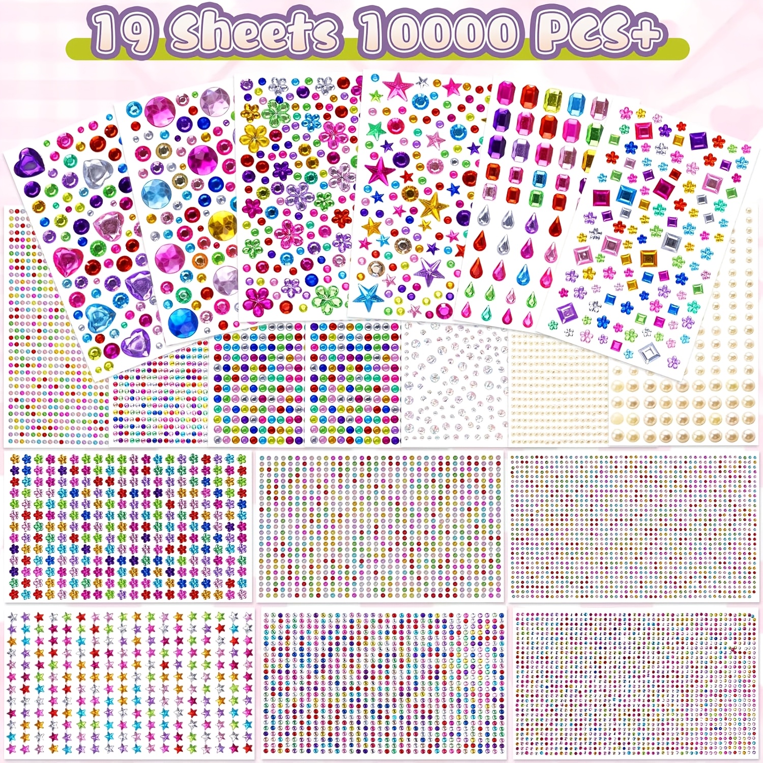 TEMU 10000 pcs Gem Stickers, Rhinestone Stickers, And Self-adhesive Sparkling Jewelry Stickers, Suitable For Scrapbooking, Diy Crafts, Art Projects,