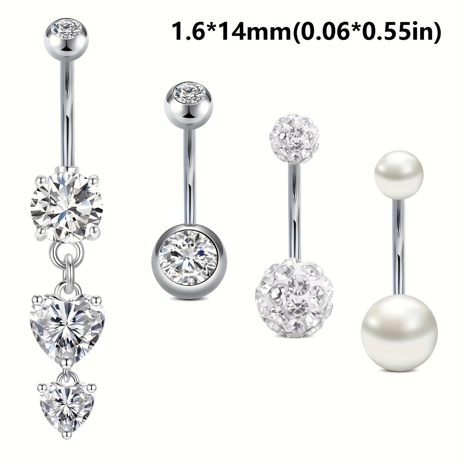 E-shop 4 Stück Bauchnabelringe Edelstahl Bauchnabelpiercing Bauchringe Bauchnabelstecker Bauchnabelpiercing Schmuck
