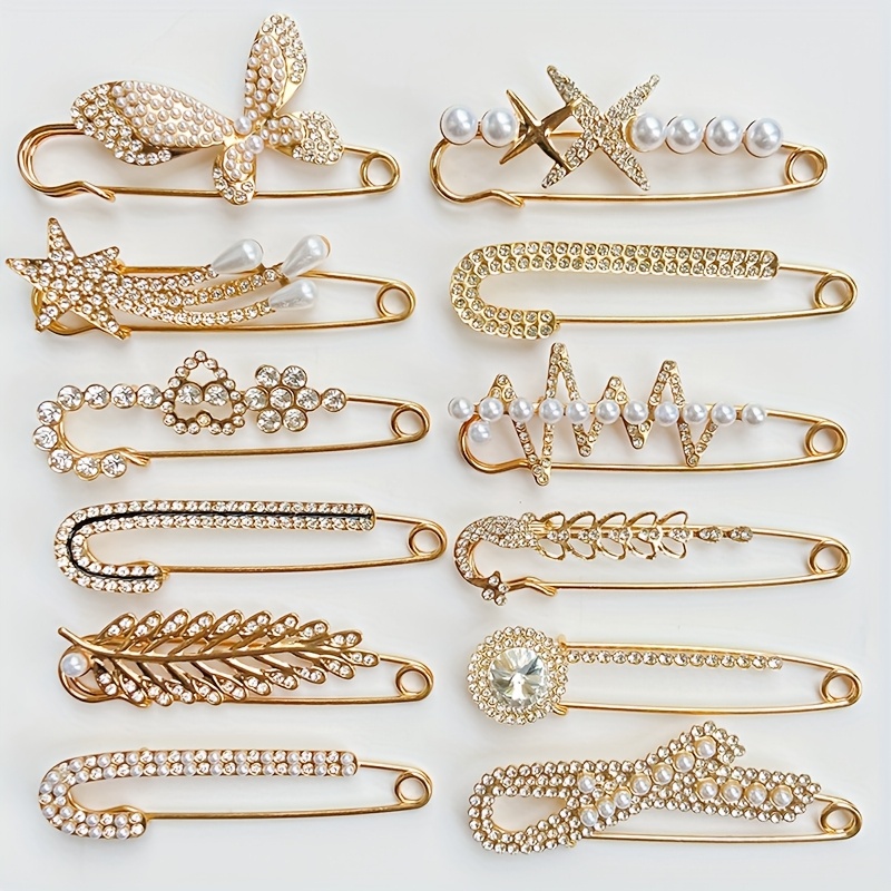 juego de 12 broches de estilo vintage minimalista con cierre ajustable antideslizante para cárdigans, pañuelos para la cabeza, bufandas y accesorios para trajes de mujer, exquisito y elegante juego de broches para suéter