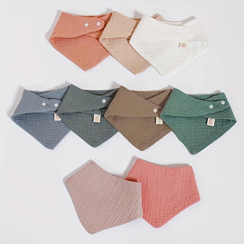 Image of 9-pack Baby Bibs, And Skin-friendly, Breathable And Non-stuffy, With Snap Buttons, Unisex, Ideal For Teething And , Machine Washable, Durable, Essential For Children