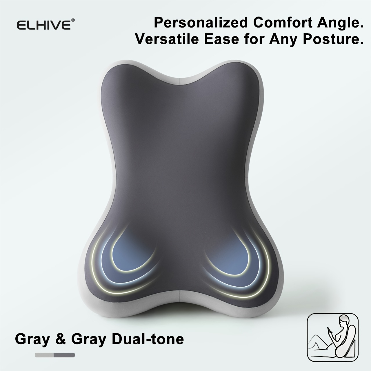 Adjustable Bed Wedge Reading Pillow - Large Memory Foam Backrest for Sitting Up in Bed - Soft C-Shaped Lounging Cushion for Headboard - Multi-Use for Phone Reading Gaming - Removable Washable Cover - Versatile Leg and Back Comfort