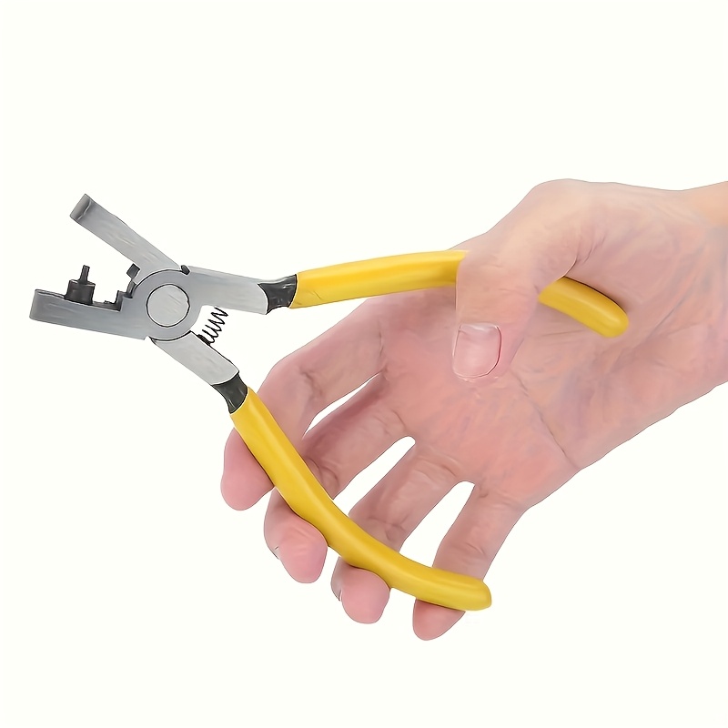 Heavy-Duty Carbon Steel Hole Punch Pliers with Versatile Belt & Shoelace Openings - Perfect for Watches, Sandals, Tags - Precision 2mm Hole Creation, Durable Yellow Handle, Red Accents, Ideal for Faux Leather and Material Crafting, Leatherworking Tools | Ergonomic Tool Design | Robust Tool Construction, Faux Leather Hole Punch Tool
