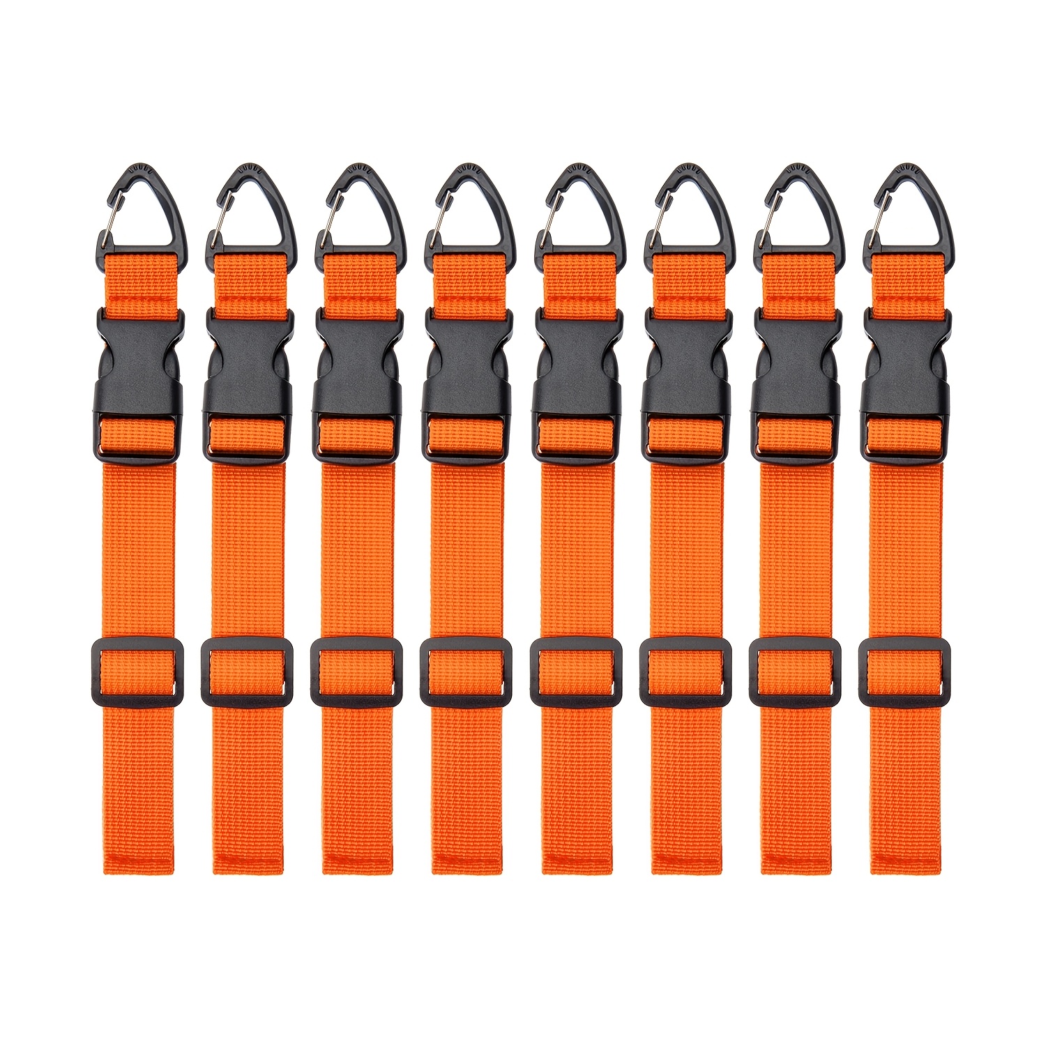 E-shop 5/8er Pack 17,72 Zoll Orangefarbener Verstellbarer Verlängerungs-Organizer mit 3 Karabinerclips - Robuste Polypropylen-Management-Gurte für