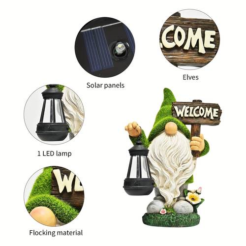 gnomes decorations for yard with solar led light 13 large outdoor funny garden lawn gnome decor with welcome sign or pumping christmas and birthday gifts