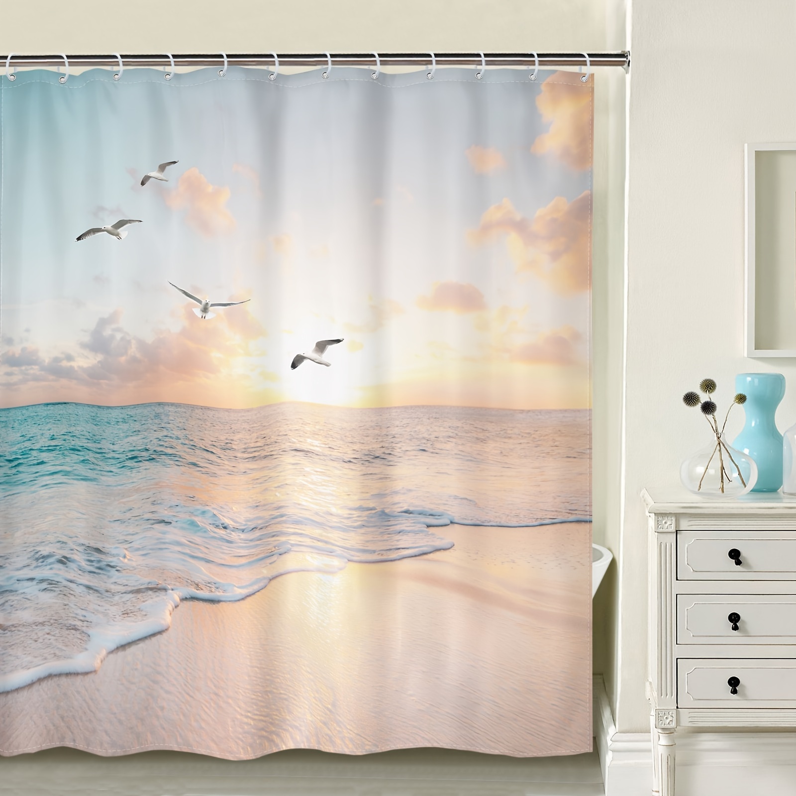 Shower Curtain Hooks Ocean Series Blue Shell Starfish Shape - Temu