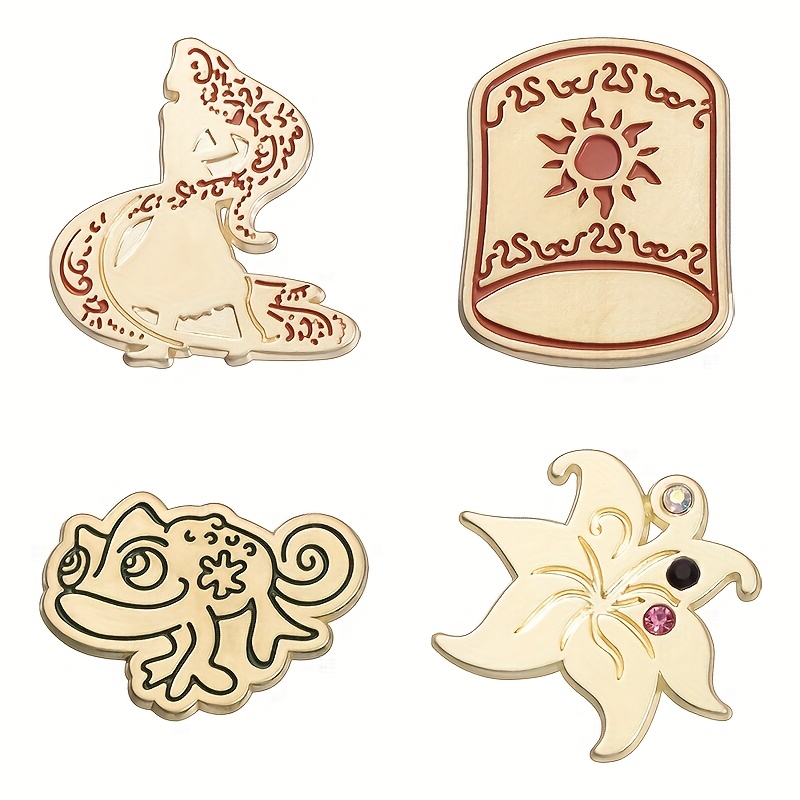 TEMU 4pcs Customized Brooch Badges, Badges, Clothing Accessories For Cartoon Movies, Anime, And Surrounding Small Animals