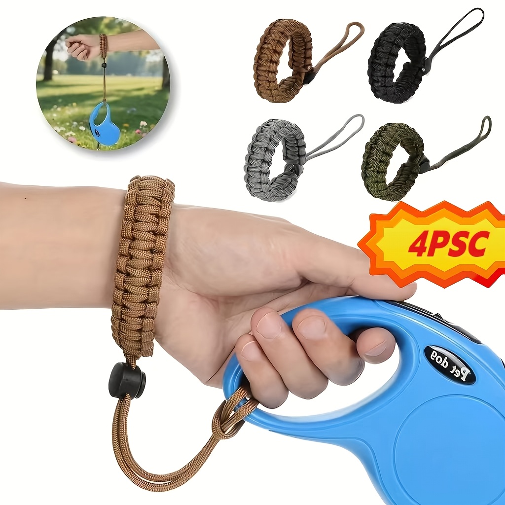 E-shop 4er Set Verstellbare Handgelenkriemen Hundeleine | Anti-Fall Teleskop Welpenleine mit Ergonomischem Griff, Sicherheitsverschluss, Langlebig,