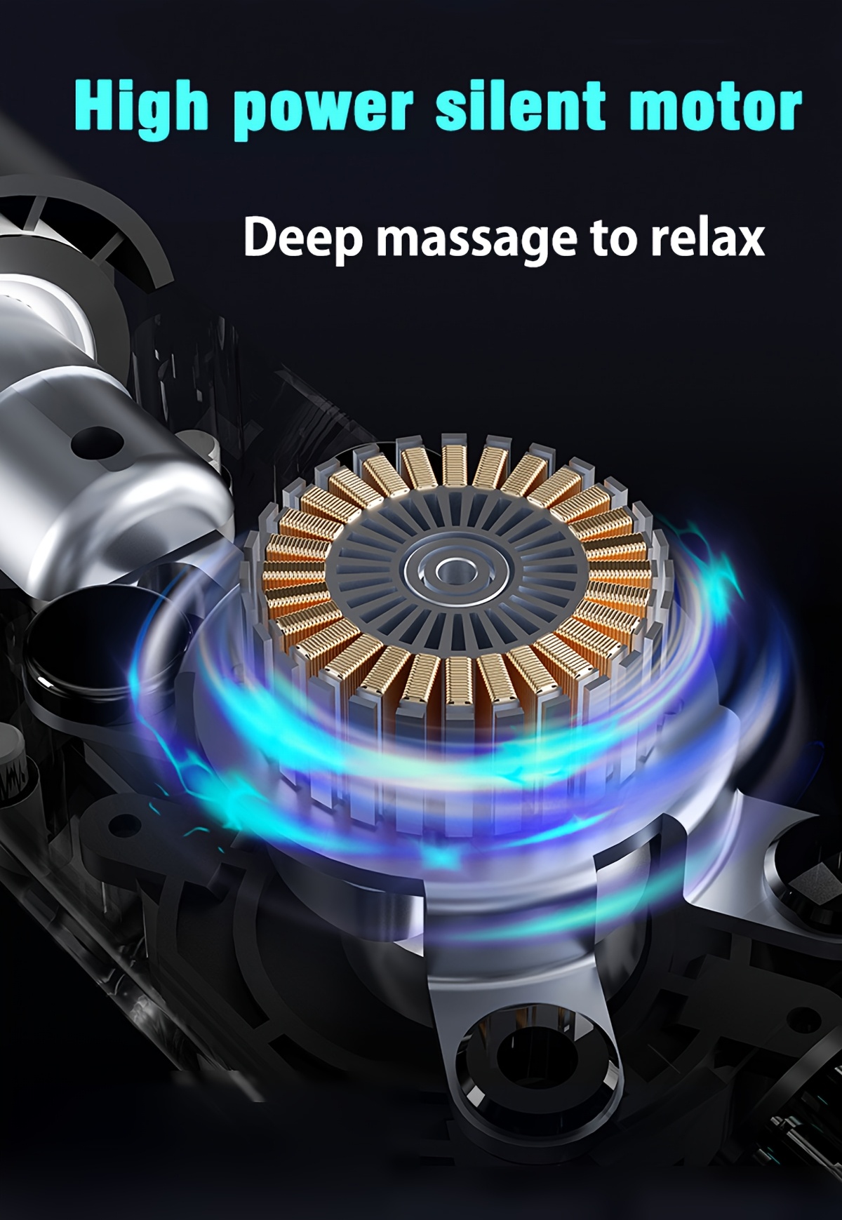 SORUDEL deep tissue massage gun with 8 massage heads, handheld electric muscle massager, high-power myofascial impact device, battery powered, rechargeable18650 lithium battery, 6-speed, 10 minute automatic stop function, portable, with carrying case