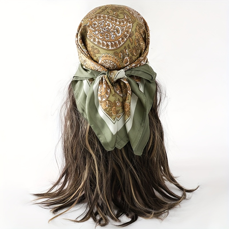 E-shop Schicker grüner Paisley-Design-Schal für Damen - Vintage-Stil, aus weichem Polyester, gemütlich und atmungsaktiv für Freizeitaktivitäten,