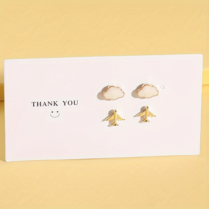 Minimalist Cloud & Airplane Stud Earrings Set